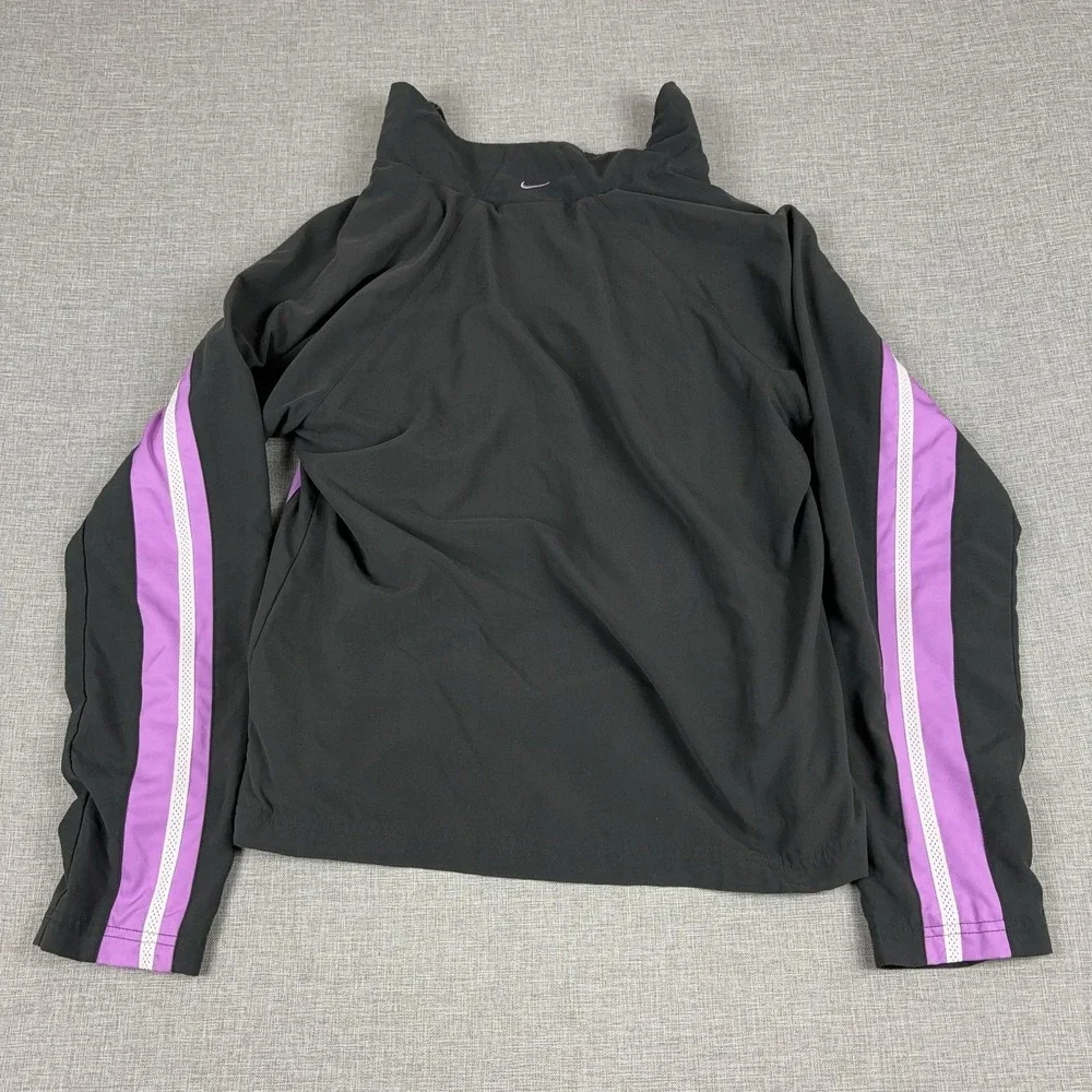 Nike Jacket Kids Medium 8-10 Black Purple Full Zip Windbreaker Athletic Vintage